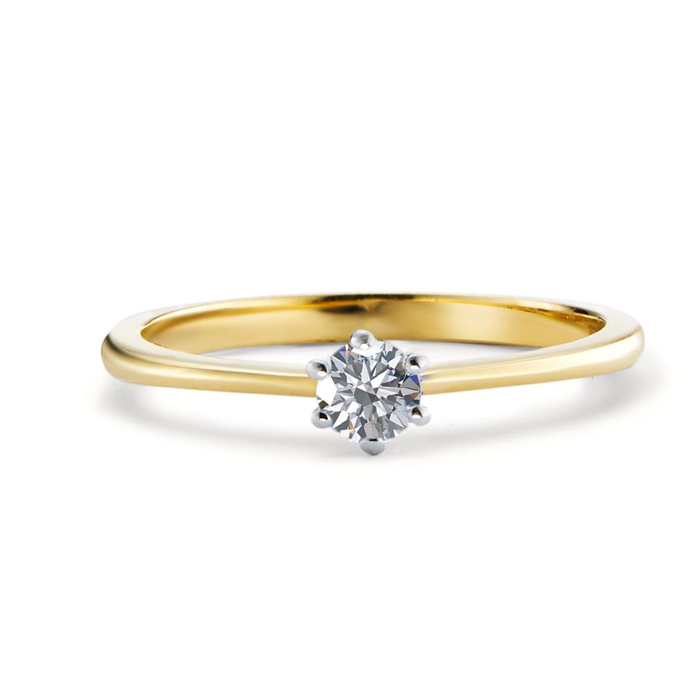 Solitaire ring 750/18K guld, 750/18K hvidguld Diamant 0.15 ct, w-si