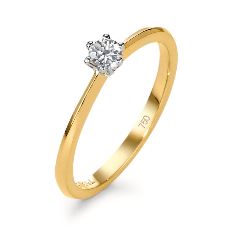 Solitaire ring 750/18K guld, 750/18K hvidguld Diamant 0.15 ct, w-si