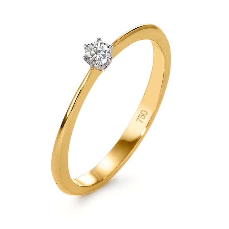 Solitaire ring 750/18K guld, 750/18K hvidguld Diamant 0.07 ct, w-si