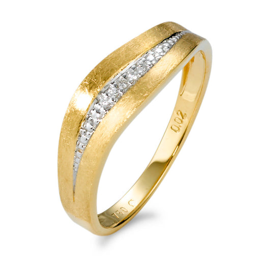 Fingerring 750/18K guld Diamant hvid , 0.02 ct, 5 Sten , [Brillant], w-si