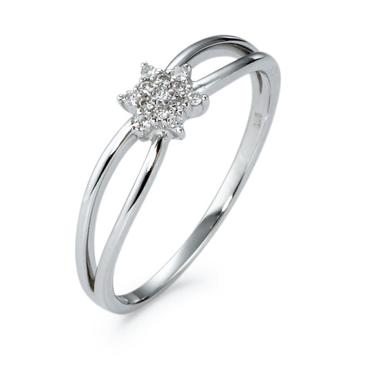 Fingerring 750/18K hvidguld Diamant hvid , 0.05 ct, 13 Sten , [Brillant], w-si stjerne Ø5 mm