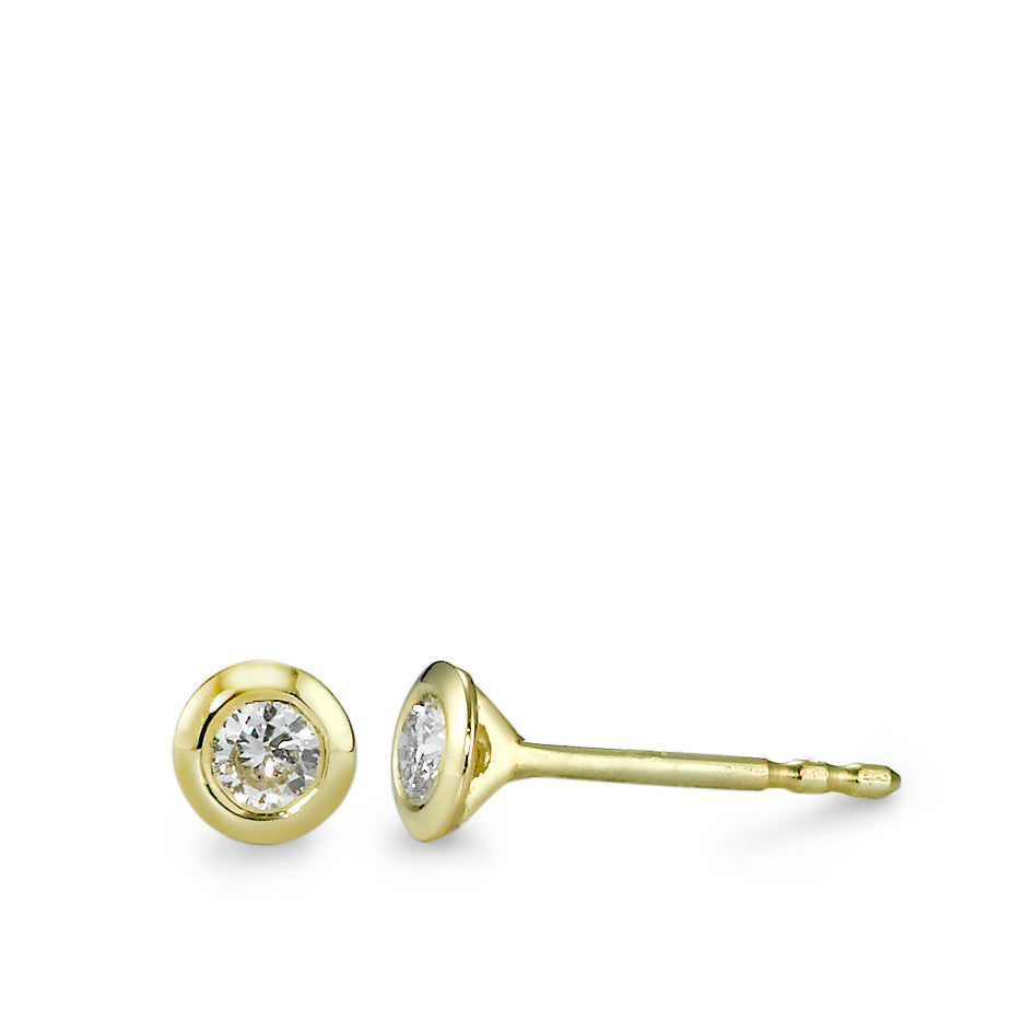 Ørestikker 585/14K guld Diamant 0.15 ct, 2 Sten , w-si Ø4 mm