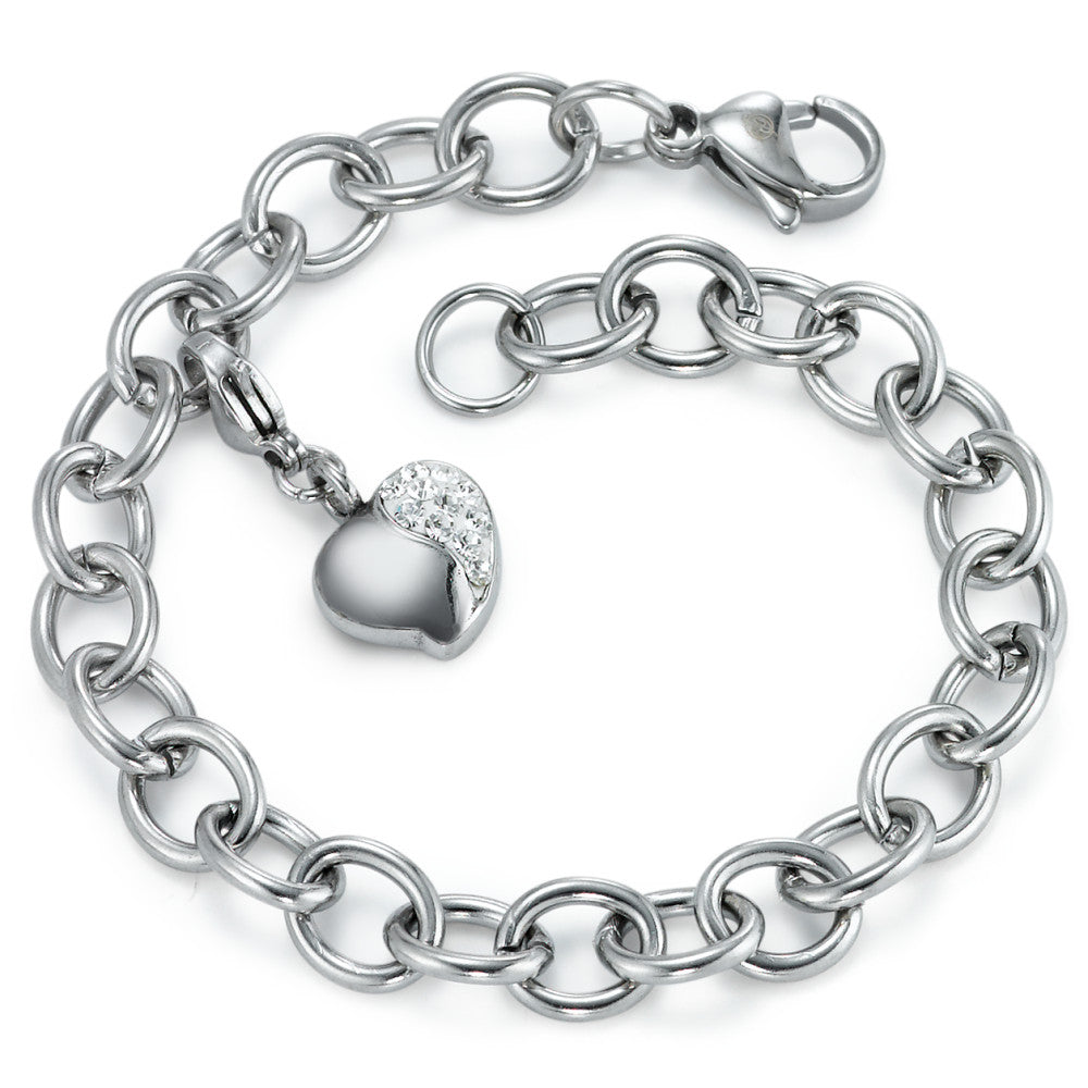 Armbånd Rustfrit stål Zirconia Hjerte 19 cm Ø7 mm