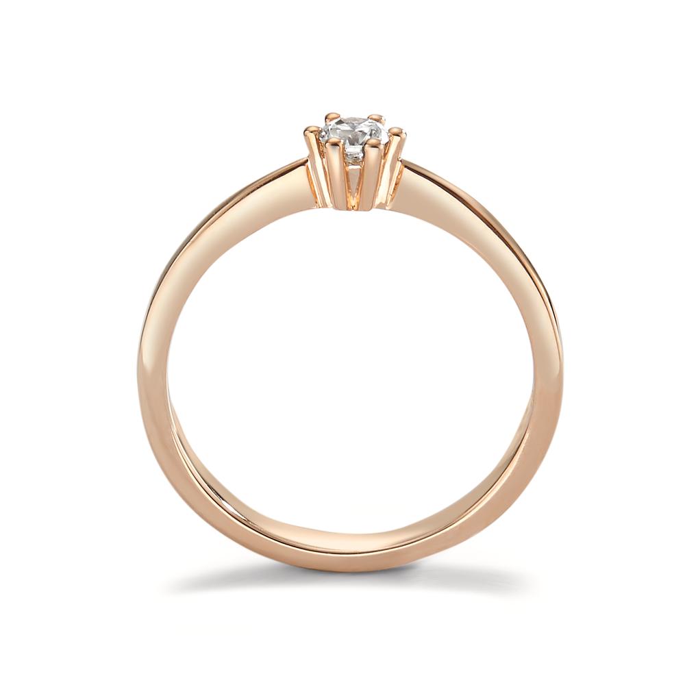 Solitaire ring 750/18K rødguld Diamant 0.15 ct, [Brillant], w-si