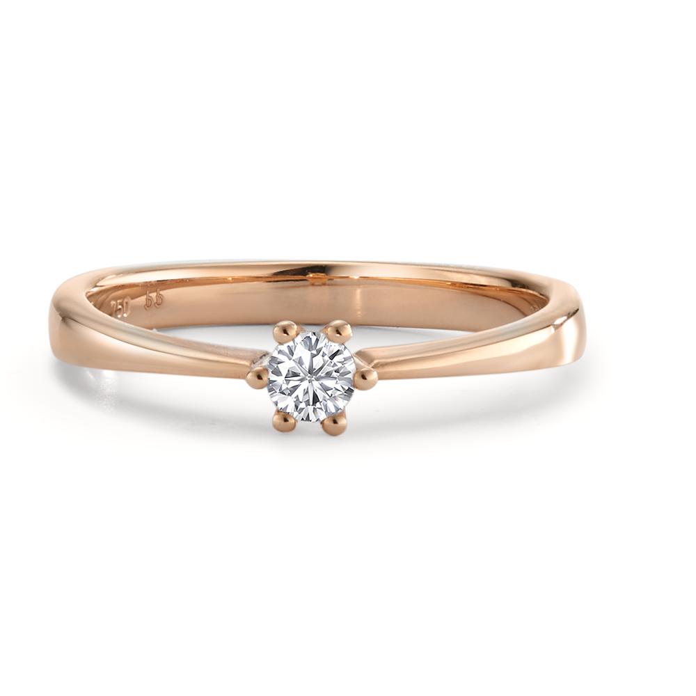 Solitaire ring 750/18K rødguld Diamant 0.15 ct, [Brillant], w-si