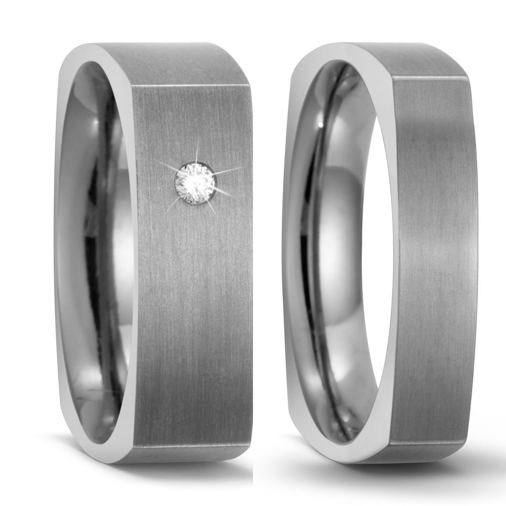 Partnerringe Titanium Diamant 0.03 ct, w-si