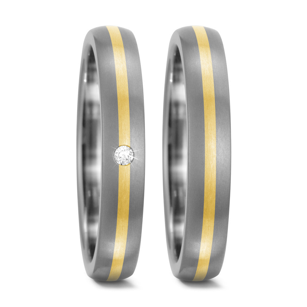 Partnerringe Titanium, 750/18K guld Diamant 0.02 ct