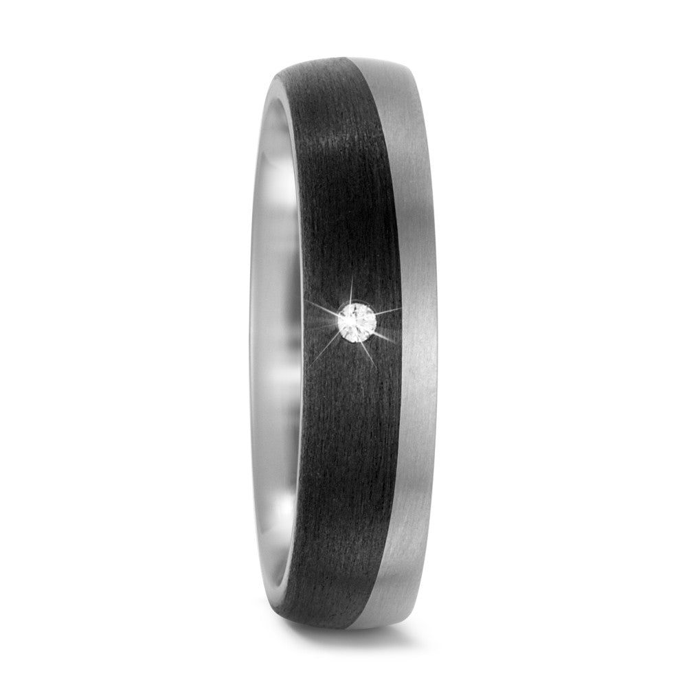 Partnerringe Titanium, Kulstof Diamant 0.02 ct, w-si