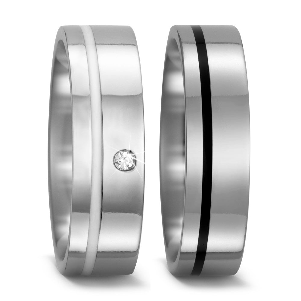 Partnerringe Titanium, Keramik Diamant 0.02 ct, w-si