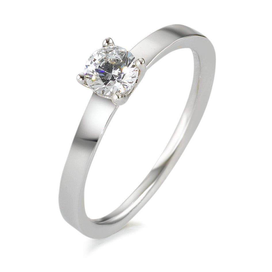 Solitaire ring Sølv Zirconia rhodineret