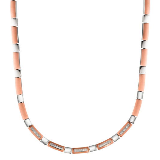 Collier Rustfrit stål Zirconia IP belagt 42-45 cm