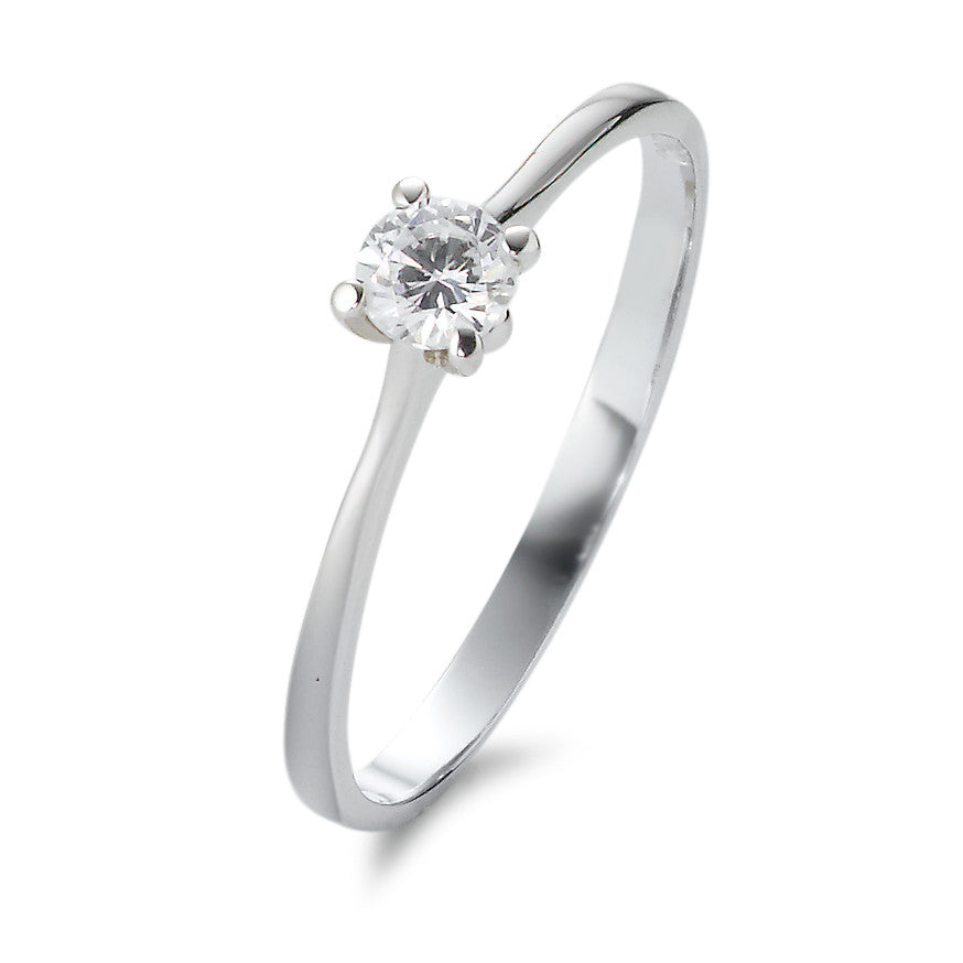 Solitaire ring 750/18K hvidguld Zirconia Ø4 mm