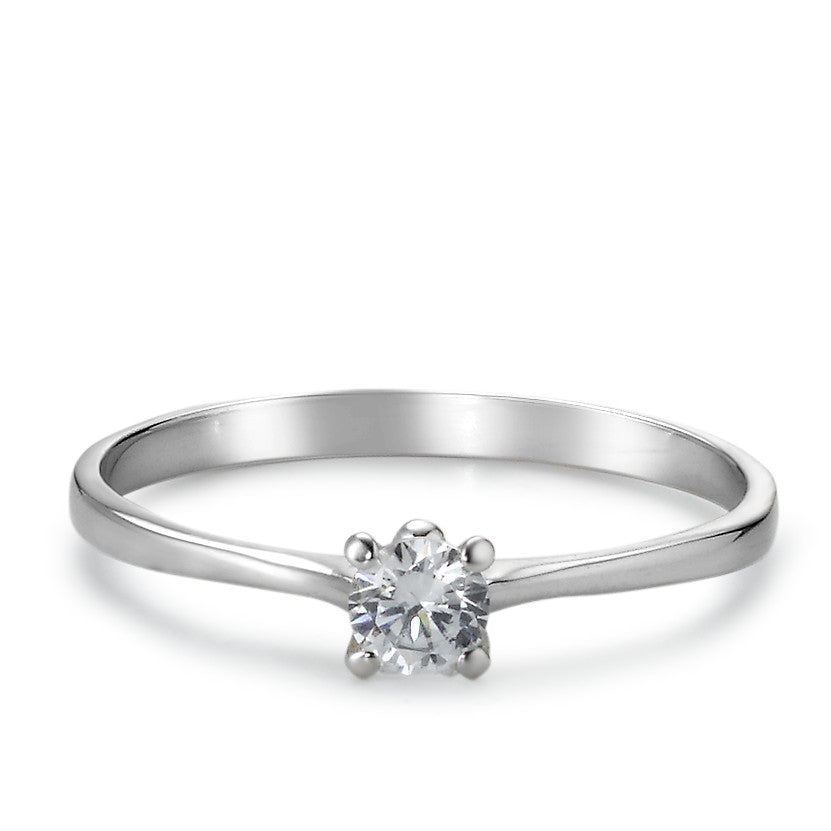 Solitaire ring 750/18K hvidguld Zirconia Ø4 mm