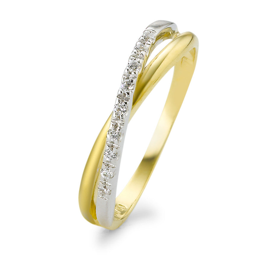 Fingerring 750/18K guld, 750/18K hvidguld Zirconia 9 Sten