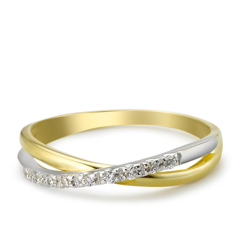 Fingerring 750/18K guld, 750/18K hvidguld Zirconia 9 Sten