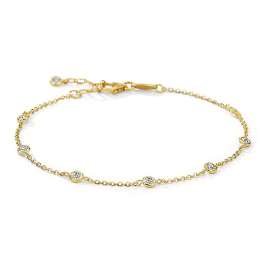 Armbånd 750/18K guld Zirconia 8 Sten 16-18 cm Ø3 mm