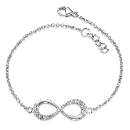 Armbånd Sølv Zirconia 12 Sten rhodineret Uendelighed 17-18 cm