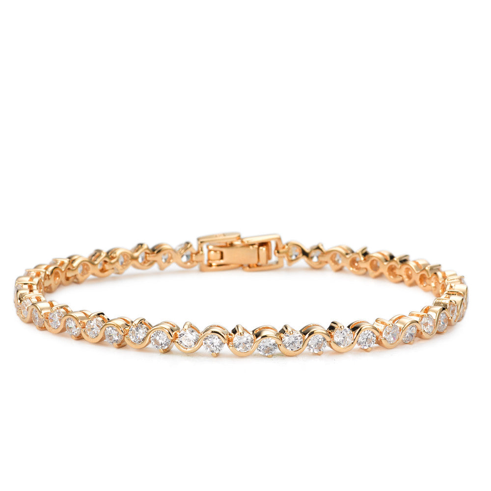 Armbånd Bronze Zirconia 46 Sten forgyldt 18 cm