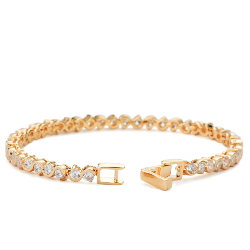 Armbånd Bronze Zirconia 46 Sten forgyldt 18 cm