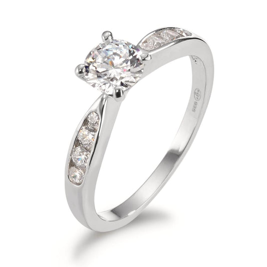 Solitaire ring Sølv Zirconia 9 Sten rhodineret