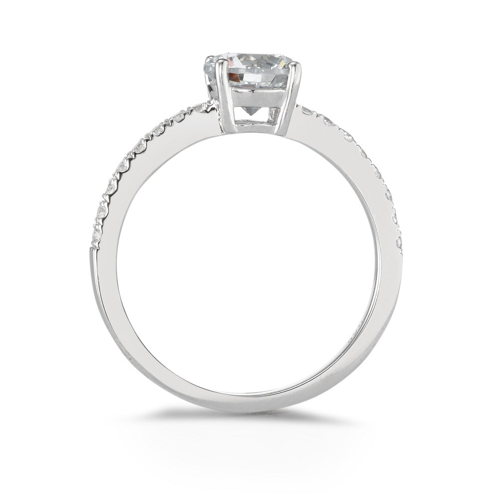 Solitaire ring Sølv Zirconia 17 Sten rhodineret Ø6.5 mm