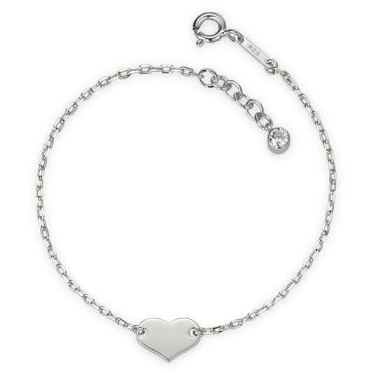 Armbånd Sølv Zirconia rhodineret Hjerte 16-17.5 cm