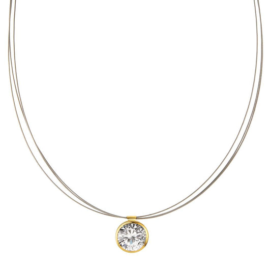 Collier 750/18K guld, Rustfrit stål Zirconia 45 cm Ø11 mm