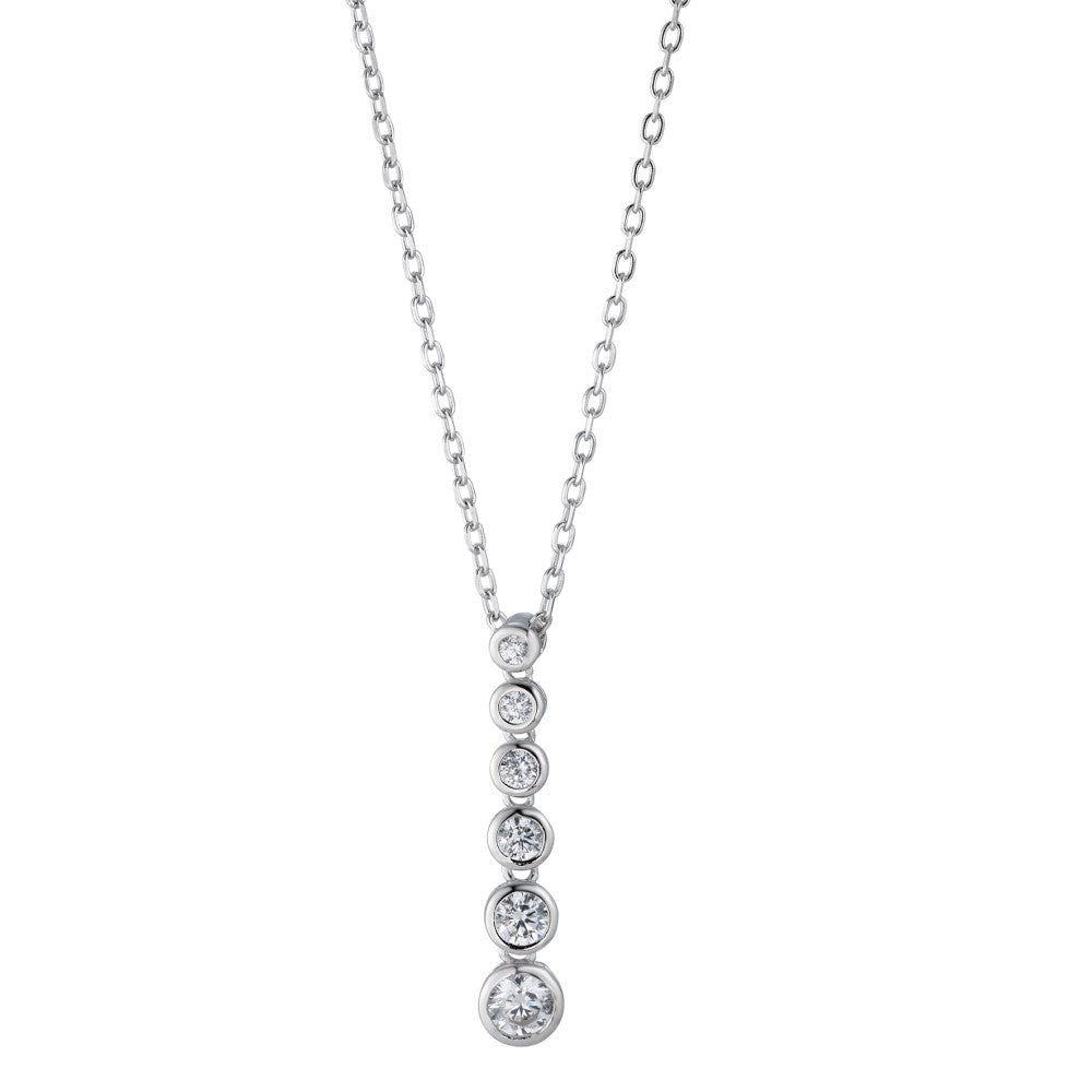 Collier Sølv Zirconia 6 Sten rhodineret 40-45 cm