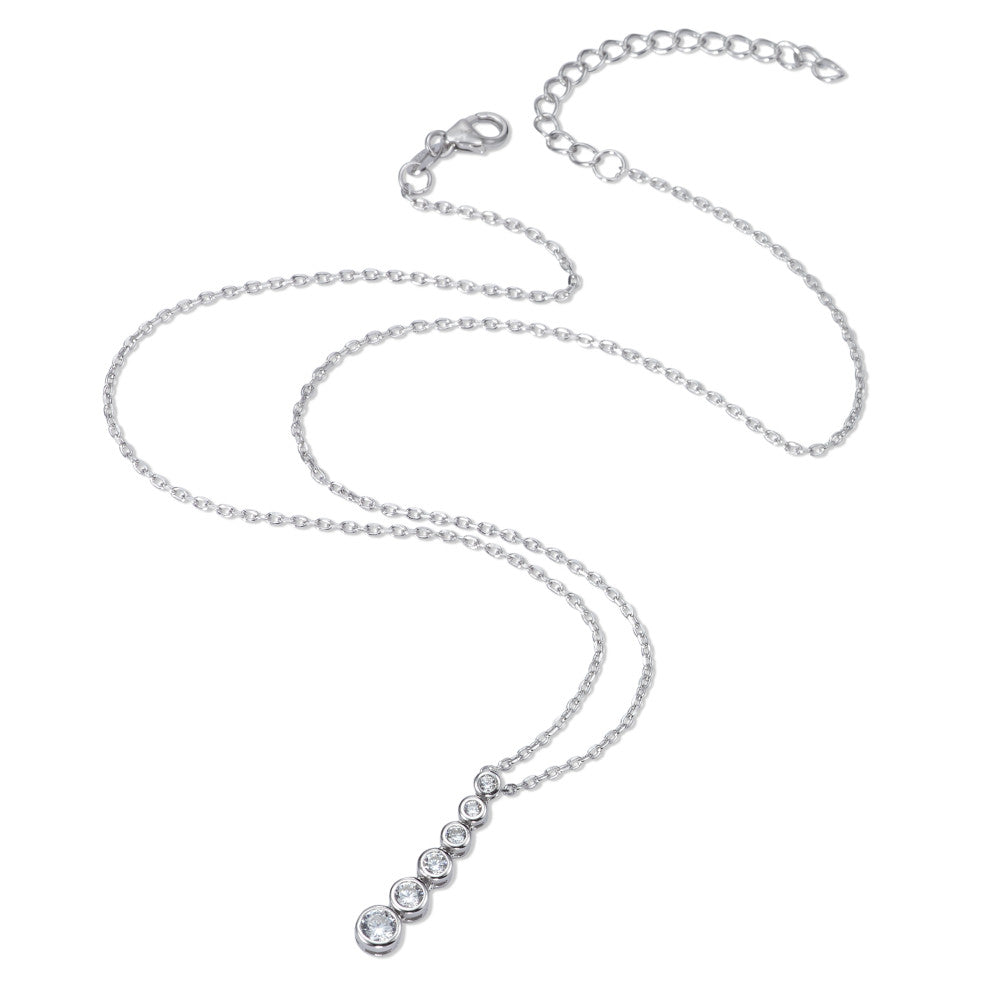 Collier Sølv Zirconia 6 Sten rhodineret 40-45 cm