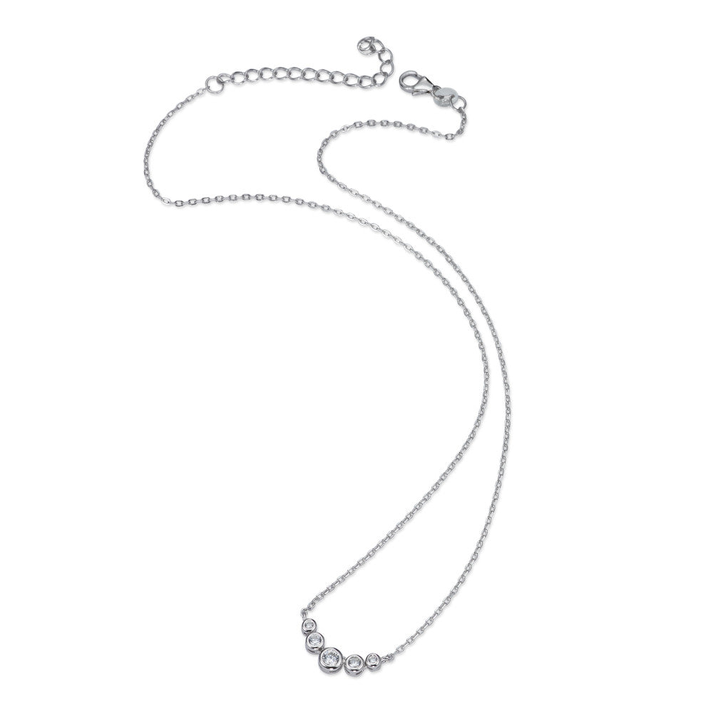 Collier Sølv Zirconia 5 Sten rhodineret 40-45 cm