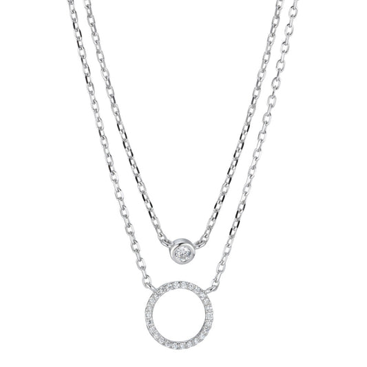 Collier Sølv Zirconia rhodineret 40-45 cm