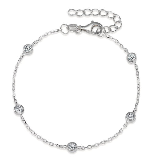 Armbånd Sølv Zirconia 5 Sten rhodineret 15.5-18 cm Ø5 mm