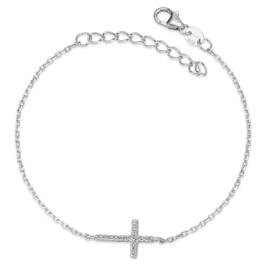 Armbånd Sølv Zirconia rhodineret Kryds 16-19 cm