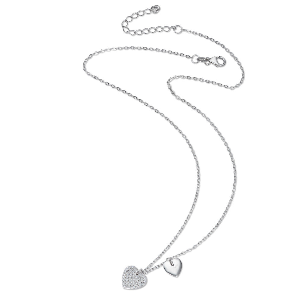 Collier Sølv Zirconia rhodineret Hjerte 40-45 cm