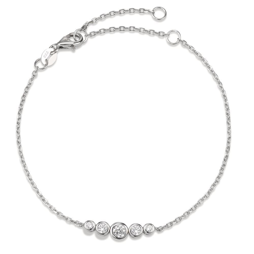 Armbånd Sølv Zirconia 5 Sten rhodineret 16-19 cm