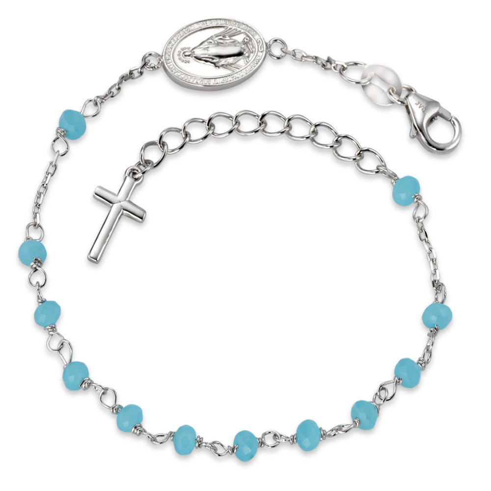 Armbånd Sølv Krystal aqua rhodineret 16-19 cm