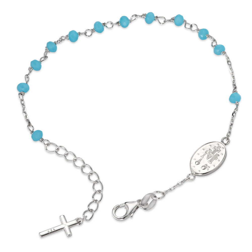 Armbånd Sølv Krystal aqua rhodineret 16-19 cm