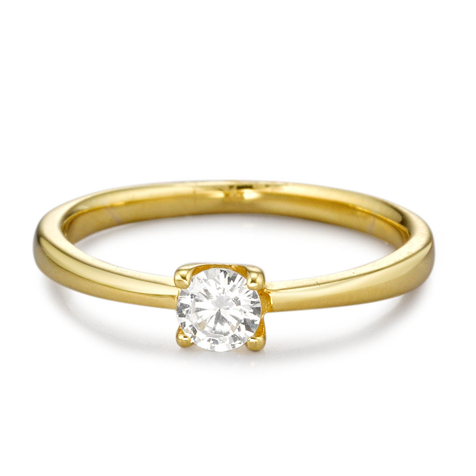 Solitaire ring 375/9K guld Zirconia Ø3.8 mm