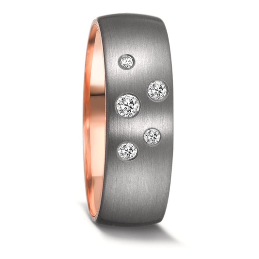 Partnerringe 999 tantal, 585/14 K rødguld Diamant 0.14 ct, 5 Sten , w-si