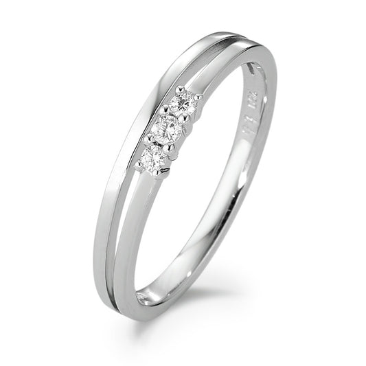 Fingerring 750/18K hvidguld Diamant hvid , 0.07 ct, 3 Sten , [Brillant], w-si