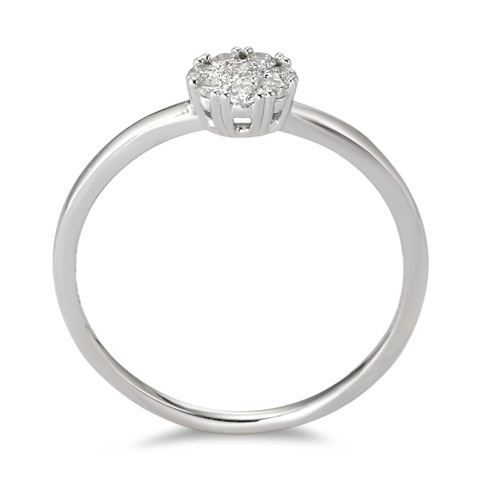 Solitaire ring 750/18K hvidguld Diamant hvid , 0.17 ct, 8 Sten , [Brillant], w-si Ø5.5 mm