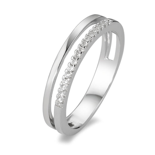 Fingerring 750/18K hvidguld Diamant hvid , 0.08 ct, 16 Sten , [Brillant], w-si