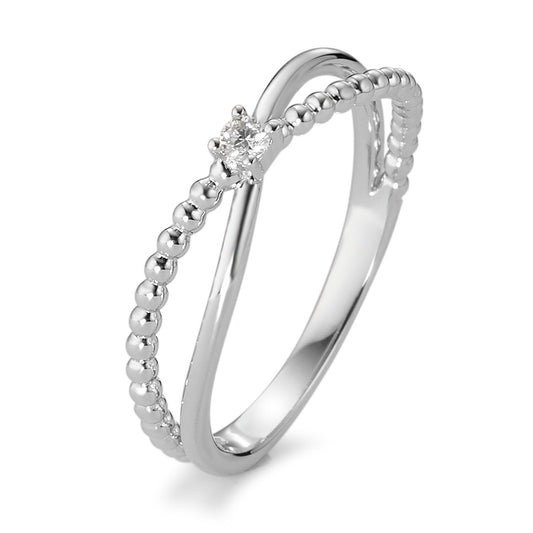 Fingerring 750/18K hvidguld Diamant hvid , 0.04 ct, [Brillant], w-si