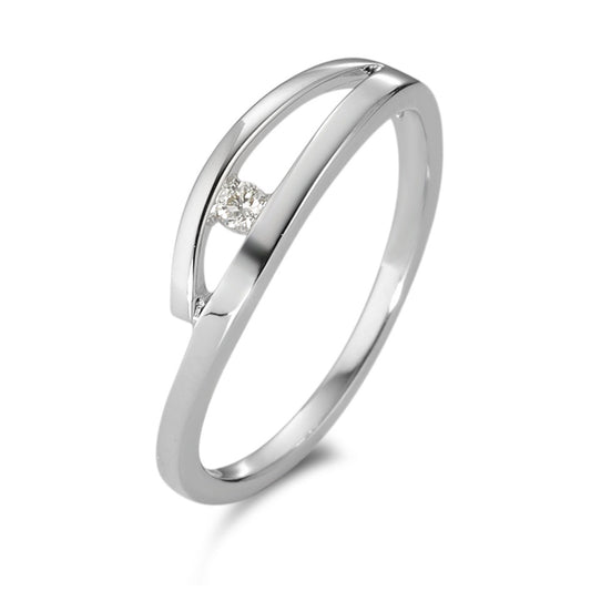 Fingerring 750/18K hvidguld Diamant hvid , 0.03 ct, [Brillant], w-si