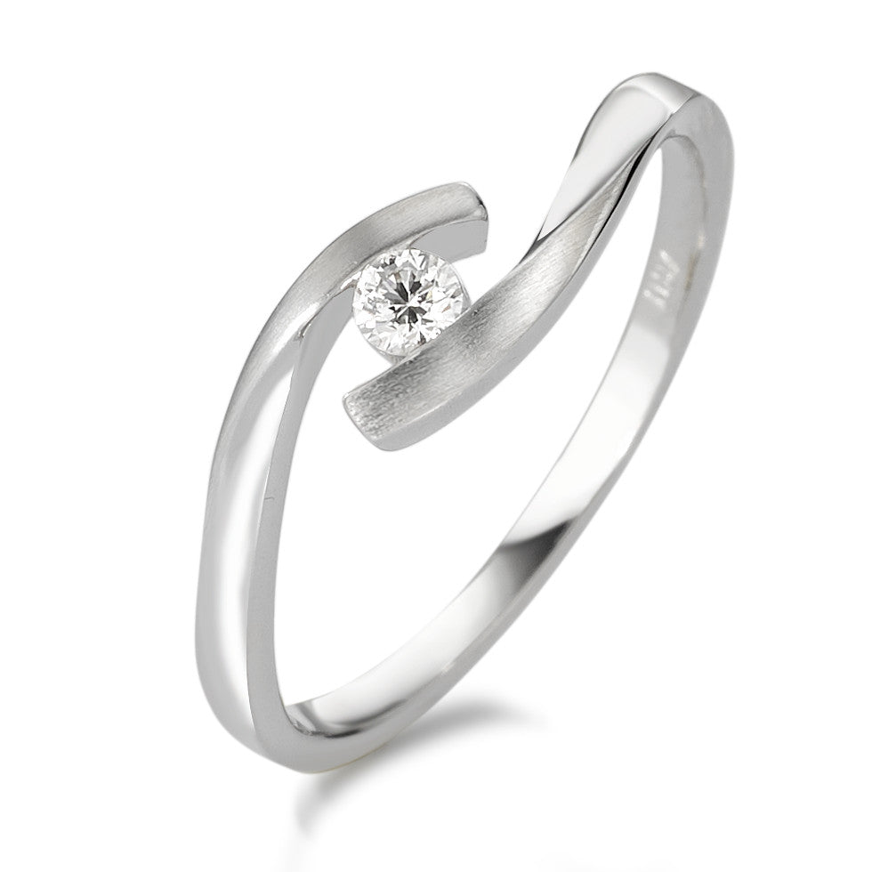 Fingerring 750/18K hvidguld Diamant hvid , 0.07 ct, [Brillant], w-si