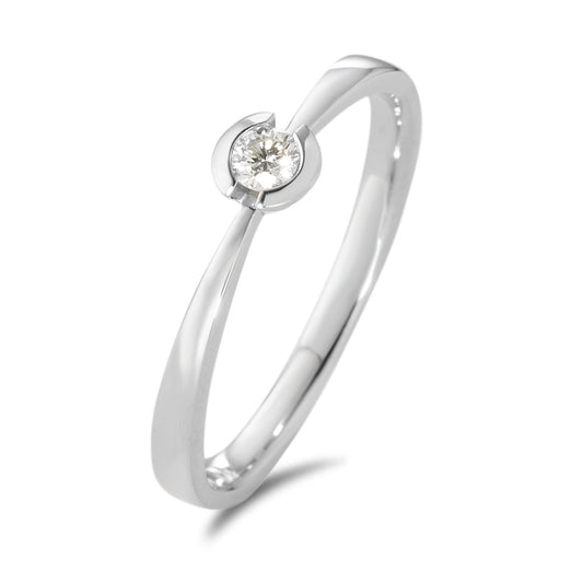 Solitaire ring 750/18K hvidguld Diamant hvid , 0.10 ct, [Brillant], w-si