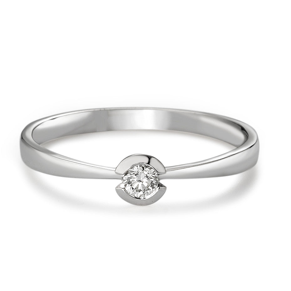 Solitaire ring 750/18K hvidguld Diamant hvid , 0.10 ct, [Brillant], w-si