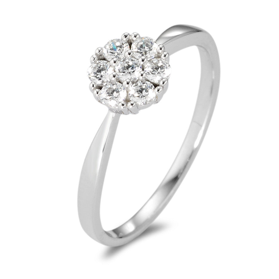 Solitaire ring 375/9K hvidguld Zirconia hvid , 7 Sten Ø6.8 mm