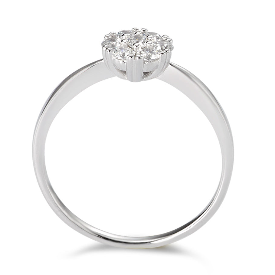 Solitaire ring 375/9K hvidguld Zirconia hvid , 7 Sten Ø6.8 mm