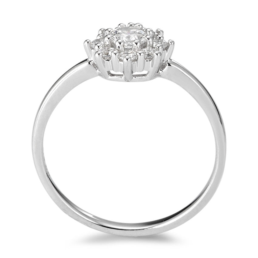 Solitaire ring 375/9K hvidguld Zirconia hvid , 9 Sten Ø7.8 mm